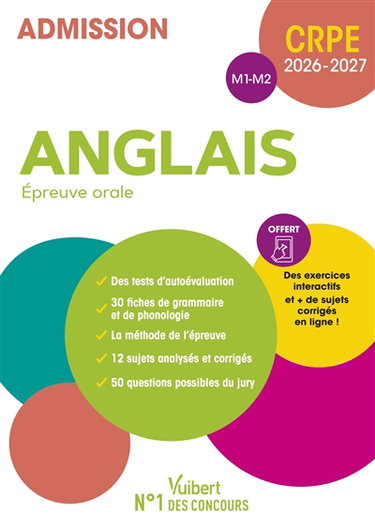 Couverture de Anglais, épreuve orale : CRPE 2026-2027 : admission M1, M2