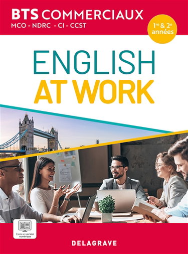 Couverture de English at work, BTS commerciaux MCO, NDRC, CI, CCST, 1re & 2e années