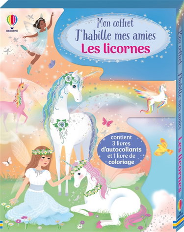 Couverture de Les licornes : Mon coffret J'habille mes amies : dès 5 ans