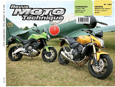 Couverture de Revue moto technique, n° 150. Kawasaki Versys 650 modèles 07 et 08 (2007 et 2008), Honda CB600F et FA Hornet versions 7 (2007) et 8 (2008)
