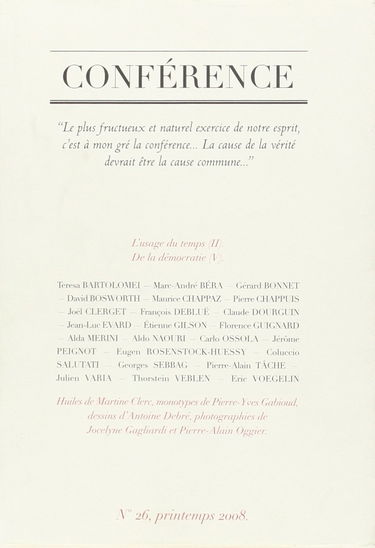 Conference N°26: L'Usage du Temps II