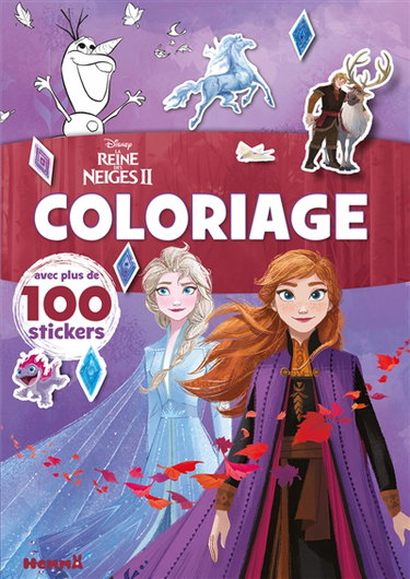 Couverture de Coloriage : La reine des neiges II, Anna et Elsa : avec plus de 100 stickers par Walt Disney company