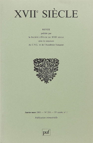 Dix-septième siècle, n° 218. Varia