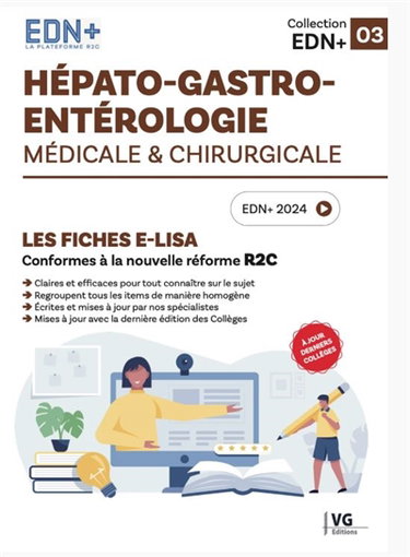 Couverture de Hépato-gastro-entérologie médicale & chirurgicale : les fiches e-Lisa : conformes à la nouvelle réforme R2C, EDN+ 2024