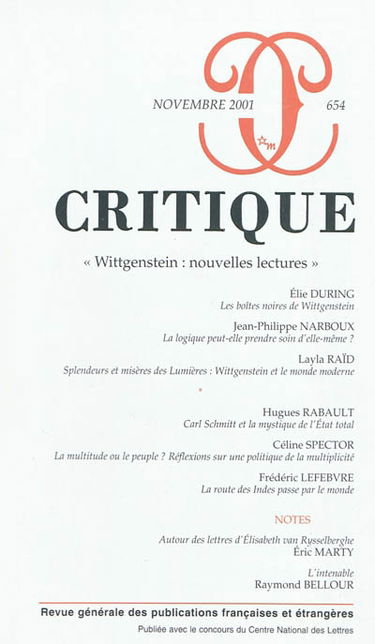 Critique, n° 654. Wittgenstein : nouvelles lectures