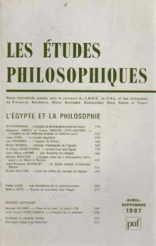 Etudes philosophiques (Les), n° 2-3. L'Egypte et la philosophie