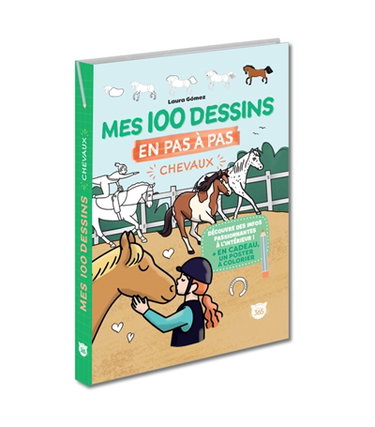 Couverture de Mes 100 dessins en pas à pas : chevaux