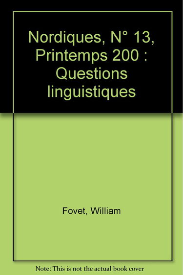 Nordiques, n° 13. Questions linguistiques