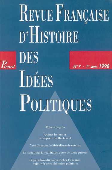 Revue française d'histoire des idées politiques, n° 7
