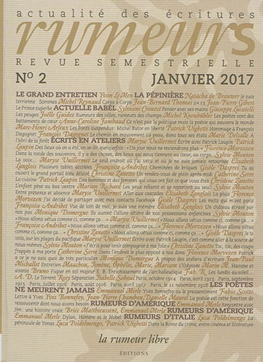 Rumeurs : actualité des écritures, n° 2