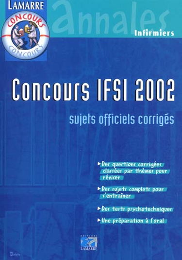 Concours IFSI 2002 : sujets officiels et corrigés
