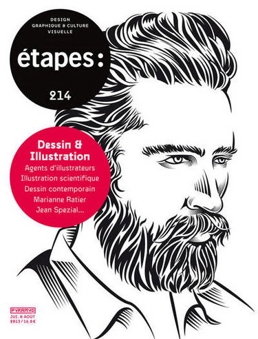 Couverture de Etapes : design graphique & culture visuelle, n° 214. Dessin & illustration : agents d'illustrateurs, illustration scientifique, dessin contemporain, Marianne Ratier, Jean Spezial... par Collectif