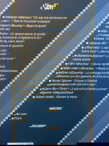 Etudes psychothérapiques, nouv. série n° 3. L'Oeil