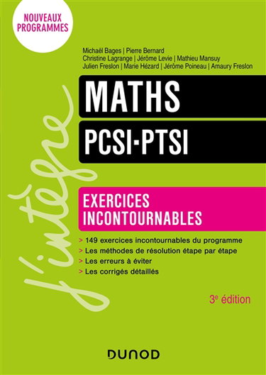 Couverture de Maths PCSI, PTSI : exercices incontournables : nouveaux programmes