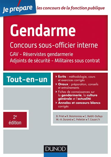 Gendarme : concours sous-officier interne : GAV, réservistes gendarmerie, adjoints de sécurité, militaires sous contrat