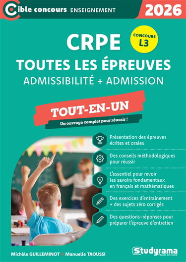 Couverture de CRPE, toutes les épreuves : admissibilité + admission : concours L3, tout-en-un, 2026