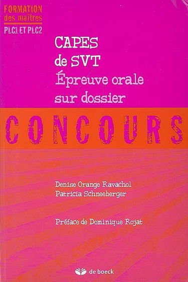 Capes de SVT : épreuve orale sur dossier, concours : PLC1 et PLC2