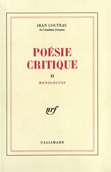 Poésie critique. Vol. 2. Monologues