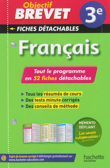Français 3e : tout le programme en 52 fiches détachables