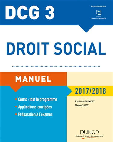 Droit social, DCG 3 : manuel : 2017-2018