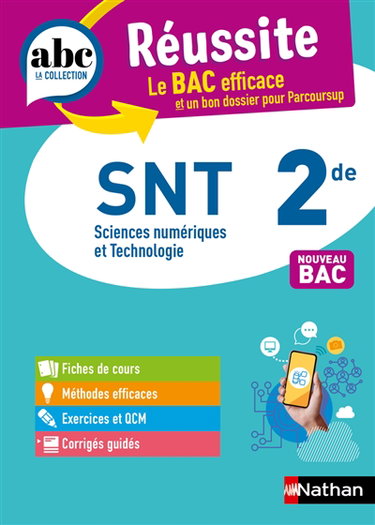Couverture de SNT, sciences numériques et technologie 2de : nouveau bac