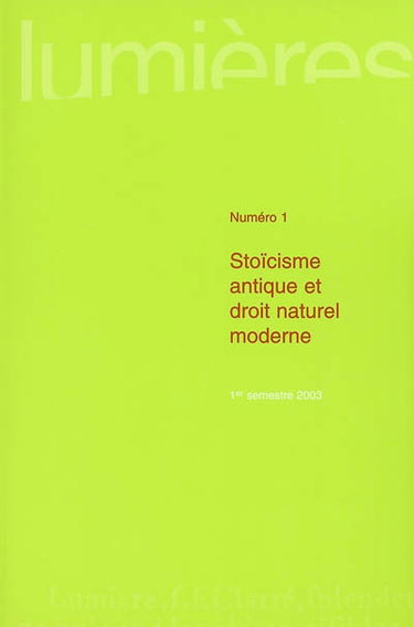 Couverture de Lumières, n° 1. Stoïcisme antique et droit naturel moderne