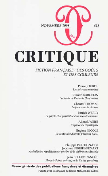 Couverture de Critique, n° 618. Fiction française : des goûts et des couleurs par Collectif