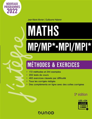 Couverture de Maths MP, MP*, MPI, MPI* : méthodes & exercices : nouveaux programmes 2022 par Jean-Marie Monier