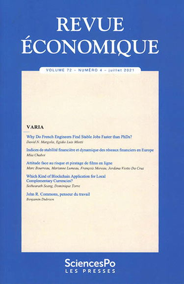 Revue économique, n° 72-4. Varia