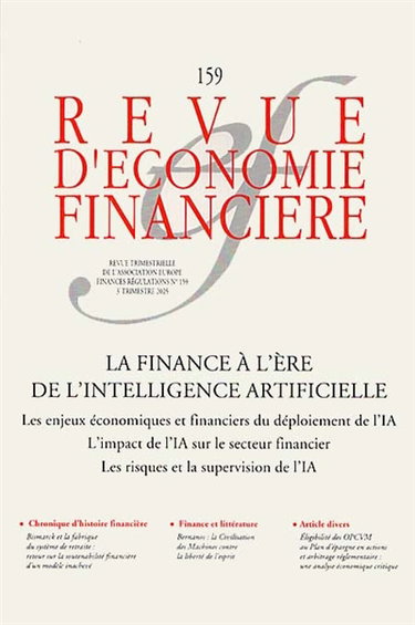 Revue d'économie financière, n° 159. La finance à l'ère de l'intelligence artificielle