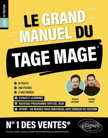 Le grand manuel du Tage Mage : nouveau programme officiel 2026 : 18 tests, 200 fiches, 2.400 vidéos