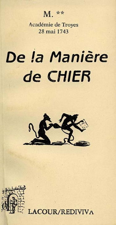 De la manière de chier : Académie de Troyes, 28 mai 1743