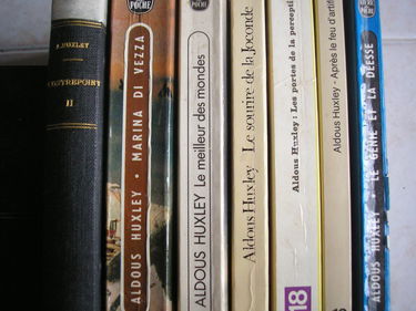 aldous huxley - lot 7 livres : le génie et la déesse - aprés le feu d'artifice - les portes de la perception - le sourire de la joconde - le meilleur des mondes - marina di vezza - contrepoint tome 2