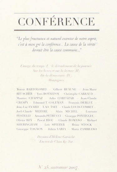 Conference N°25: L'Usage du Temps I