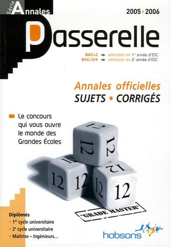 Couverture de Annales des épreuves du concours Passerelle ESC 2006 : sujets et corrigés