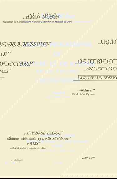 Leçons Progressives de lecture et Rythme Vol 2 : Clés Sol et Fa S/Acct