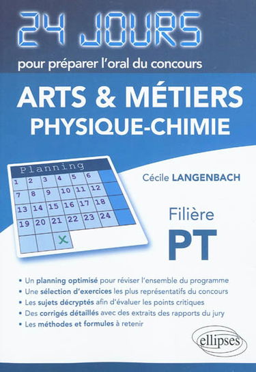 Arts & Métiers, physique chimie, filière PT