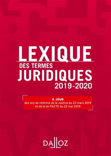 Lexique des termes juridiques 2019-2020