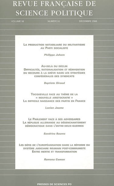 Revue française de science politique, n° 6 (2006)
