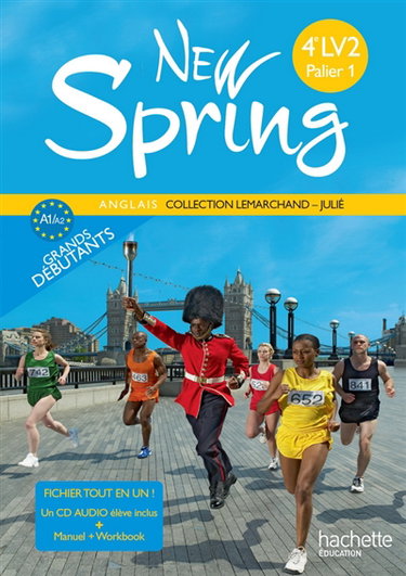 Couverture de New Spring anglais 4e LV2, palier 1 : fichier tout en un