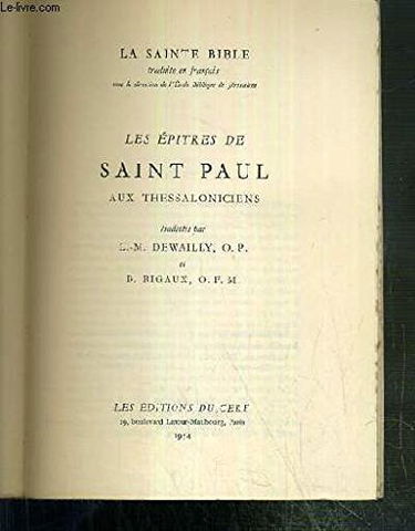 Les Épîtres de saint Paul aux Thessaloniciens (La Sainte Bible traduite en français)