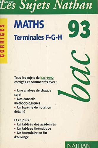 Sujets bac 93 maths f g h corriges