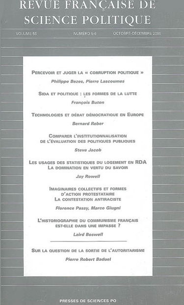 Revue française de science politique, n° 5 (2005)
