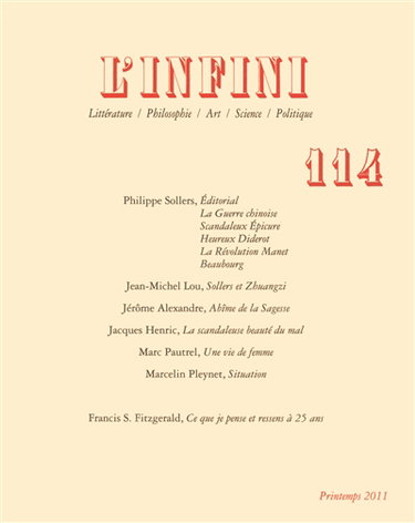 Couverture de Infini (L'), n° 114 par COLLECTIFS