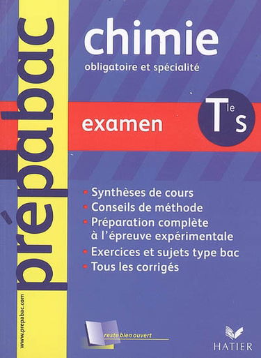 Chimie terminale S, enseignement obligatoire et de spécialité : examen