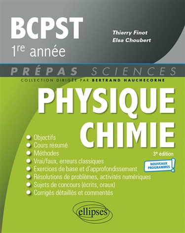 Couverture de Physique chimie BCPST 1re année : nouveaux programmes par Thierry Finot