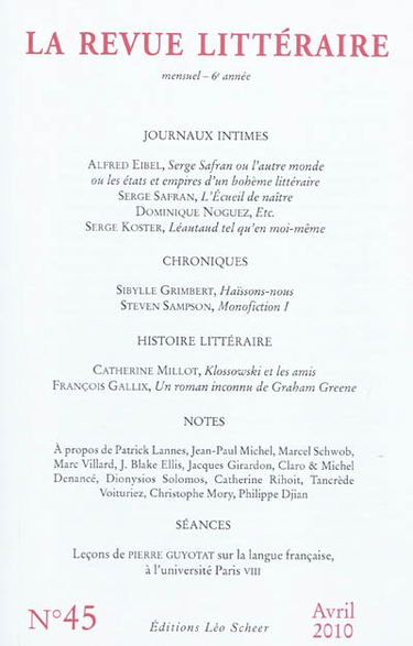 Revue littéraire (La), n° 45