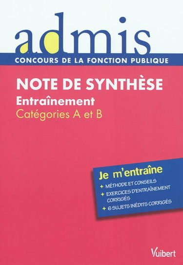 Couverture de Note de synthèse : entraînement : catégories A et B