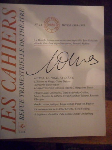 Les cahiers de la Comédie française. No 14. hiver 1994-1995 : Duras, la page, la scène