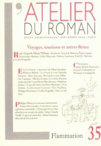 Couverture de Atelier du roman (L'), n° 35. Voyages, tourisme et autres fléaux par Collectif